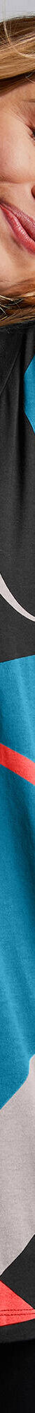Tunique col V manches 3/4, imprimé graphique (noir / bleu) Tunique col V manches 3/4, imprimé graphique (noir / bleu)